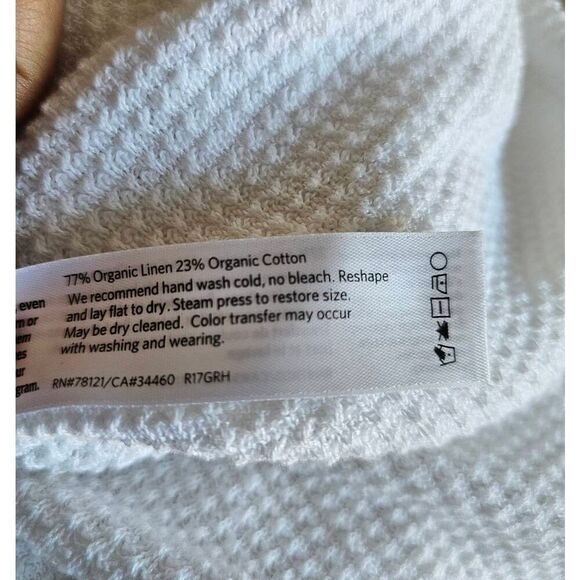 Eileen fisher womens Sz PL white waffle knit organic linen blend sweater - Picture 7 of 7